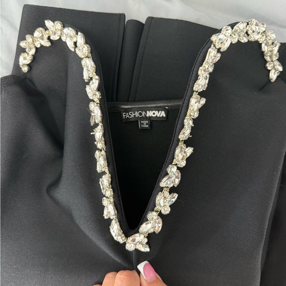 Fashion Nova Sweetest Heart Embellished Midi Dress - Black - Picture 6 of 6